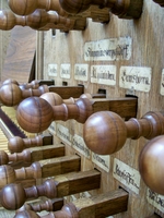 Stellwagen-Orgel, restaurierte Spielanlage, Detail